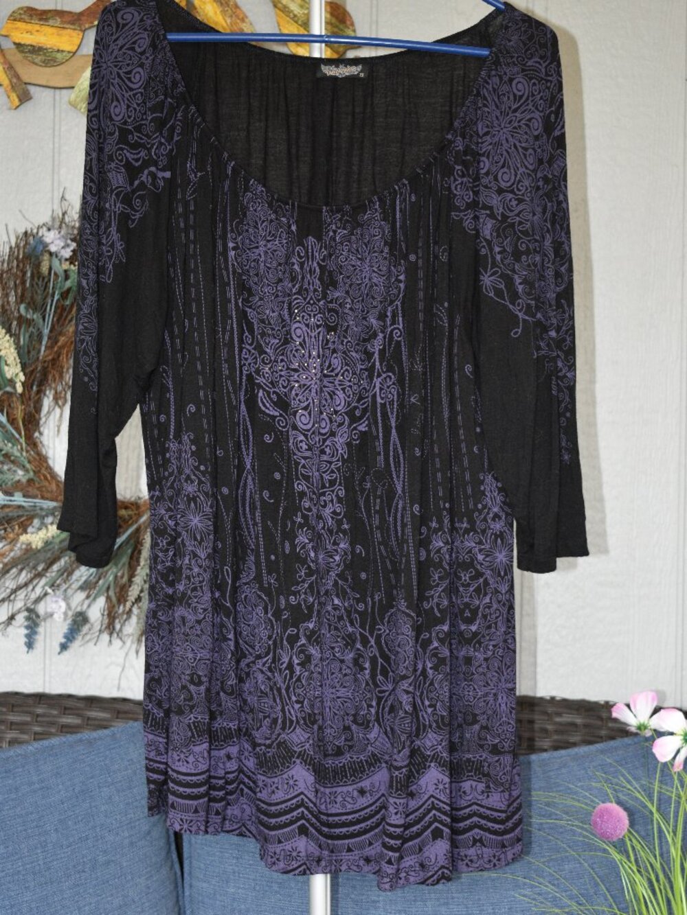 Vanilla Sugar Y2K Whimsigoth Purple Paisley Graphic Tunic - Plus Size 2X